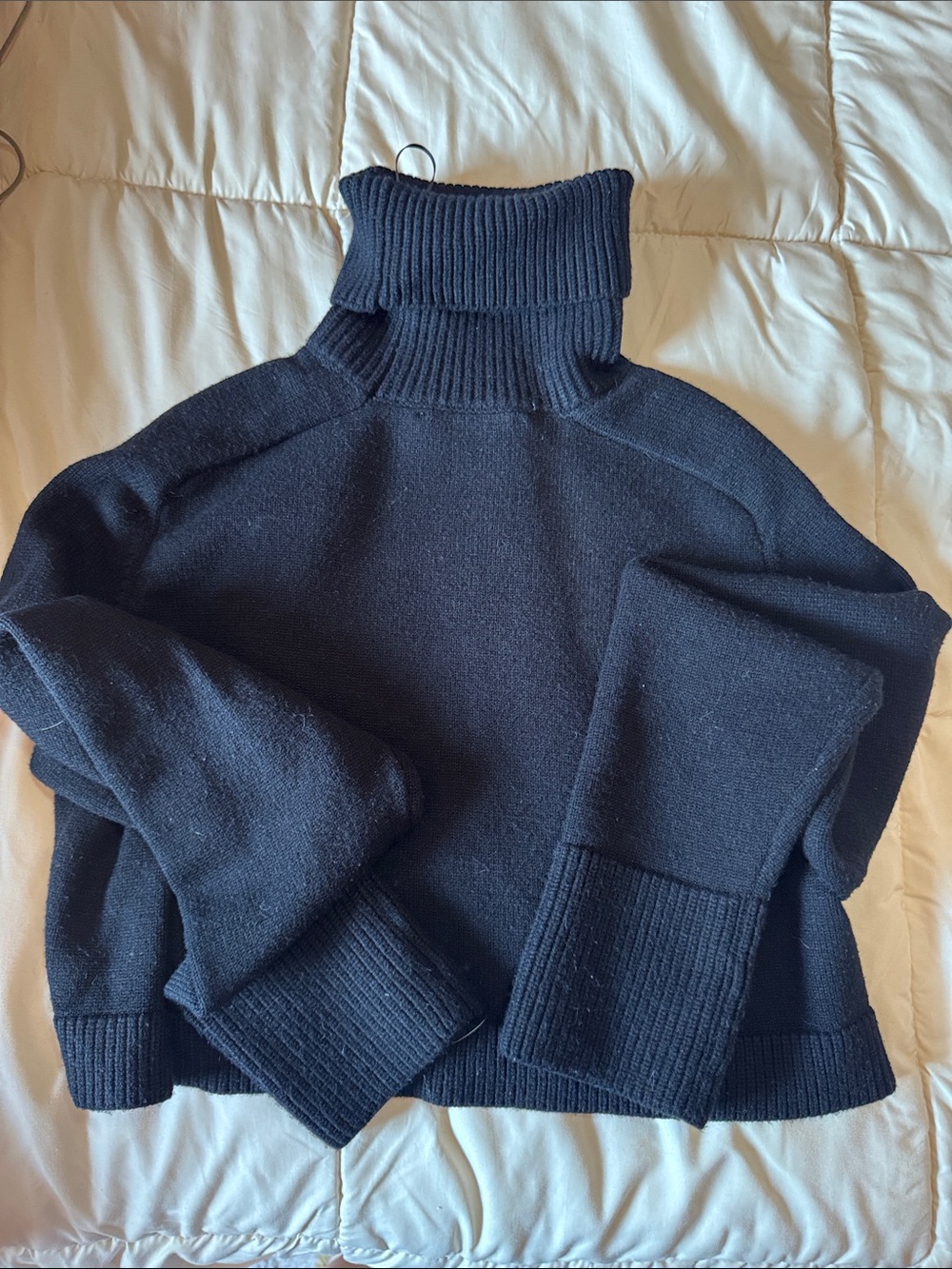 Zara heavy knit cropped black turtleneck sweater size S